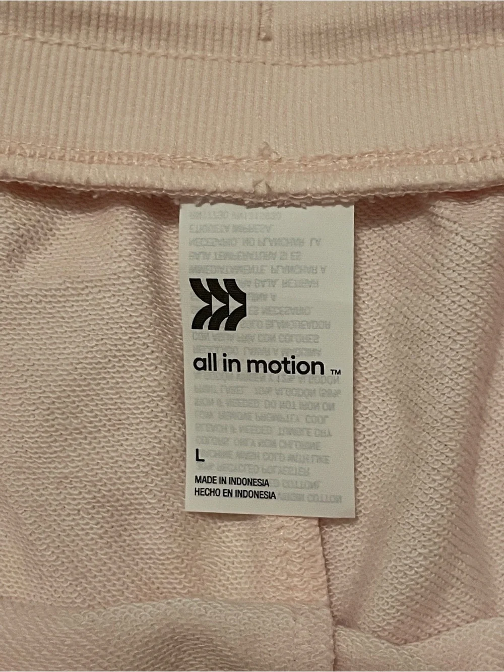 Women’s All in Motion Active Comfort French Terry Shorts size L in Light Pink